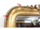 Large wood fireplace mirror gilded stucco shell flowers Napoleon III nineteenth