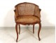 Office chair caned Louis XV carved walnut shells flowers nineteenth century