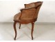 Office chair caned Louis XV carved walnut shells flowers nineteenth century