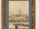 Aquarelle vue Venise Grand Canal basilique Maria della Salute A.Deroy XIXè