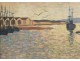 HST tableau marine port bateau navire arsenal lever soleil painting XIXème