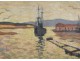 HST tableau marine port bateau navire arsenal lever soleil painting XIXème