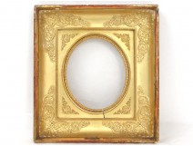 Portrait miniature frame stuccoed wood frame gilded palmettes First Empire XIX