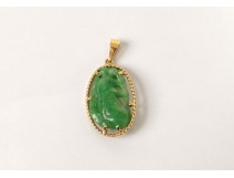 Jade pendant solid gold jewelry 18k gold animal twentieth century fruit