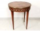 Drum table Louis XVI inlaid rosewood bronze gilt brass XIX