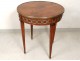 Drum table Louis XVI inlaid rosewood bronze gilt brass XIX