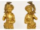 Pair sculptures cherubs cherubs Amours ormolu candelabra XIX