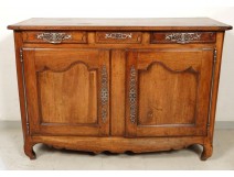 Superb buffet Louis XV carved walnut rustic wrought iron nineteenth century