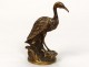 Petite sculpture bronze doré héron oiseau sujet animalier XIXème siècle