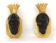 Superbe paire petites appliques bronze nègres personnages noirs Baguès XXè