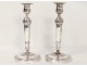 Paire bougeoirs flambeaux Directoire bronze argenté candlestiks XVIIIème