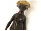 Paire bougeoirs bronze femme antique caryatides Empire candlesticks XIXème