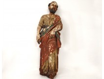 Statue sculpture bois polychrome Saint personnage religieux prophète XVIIIè