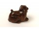 Netsuke bois sculpté chien lion Japon signé XIXème siècle