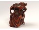 Netsuke buis sculpté vieillard assis crapaud Japon signé XIXème siècle