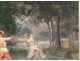 HST tableau paysage femmes duel épée Emile Bayard cadre doré painting XIXè