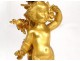 Pair of gilt bronze putti candelabras Amours marble trophy NapIII 19th