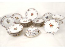 Service vaisselle 29 pièces porcelaine Paris assiettes botanique fleurs 19è