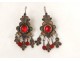 Pair of earrings silver glass enamels Morocco Taliouine twentieth Yrin Oro