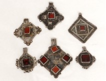 Eléments de collier argent niellé cabochons Maroc Ida Nadif Anti-Atlas XXè