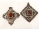 Eléments de collier argent niellé cabochons Maroc Ida Nadif Anti-Atlas XXè