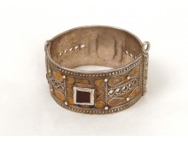 Bracelet charnière Tizerzai argent émaux Maroc Ida Nadif Anti-Atlas XXème