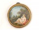 Miniature peinte portrait femme antique mythologique paysage painting 18è