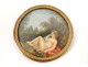 Miniature peinte portrait femme antique mythologique paysage painting 18è