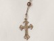 Chapelet argent massif verre cristal améthyste Christ rosaire rosary XIXème