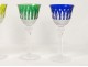 4 verres à pied cristal taillé Saint-Louis couleur modèle Tommy Roemer XXè