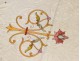 Altar antependium embroidered damask silk flowers IHS nineteenth church