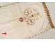 Altar antependium embroidered damask silk flowers IHS nineteenth church