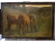 HST exceptionally large table JC.Teilliet oxen peasant painting XIX