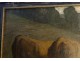 HST exceptionally large table JC.Teilliet oxen peasant painting XIX