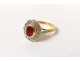 Ring 18K solid gold garnet ruby ??horse small diamonds gold ring twentieth