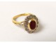 Ring 18K solid gold garnet ruby ??horse small diamonds gold ring twentieth