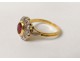 Ring 18K solid gold garnet ruby ??horse small diamonds gold ring twentieth