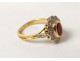 Ring 18K solid gold garnet ruby ??horse small diamonds gold ring twentieth