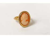 18k solid gold ring 750 cameo portrait young woman gold ring twentieth