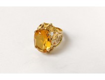 Ring 18K solid gold eagle gold ring citrine twentieth century head