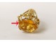 Ring 18K solid gold eagle gold ring citrine twentieth century head