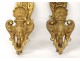 3 gilt bronze curtain tiebacks woman mascaron Napoleon III nineteenth shells