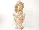 Superb alabaster sculpture bust young woman A.Cipriani Art Nouveau XIXth