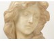 Superb alabaster sculpture bust young woman A.Cipriani Art Nouveau XIXth