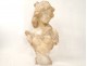 Superb alabaster sculpture bust young woman A.Cipriani Art Nouveau XIXth