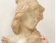 Superb alabaster sculpture bust young woman A.Cipriani Art Nouveau XIXth