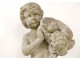 Superb Carrara marble statue cherub Love fruit bunches grapes XIX