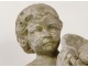 Superb Carrara marble statue cherub Love fruit bunches grapes XIX