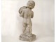 Superb Carrara marble statue cherub Love fruit bunches grapes XIX