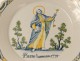 Rare Nevers faience plate patronymic St. Peter Pier 1779 XVIIIè